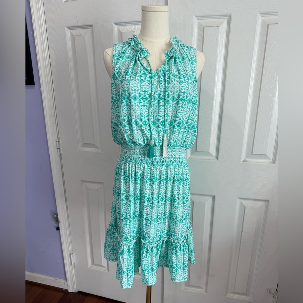 Cabana Life Sleeveless Green Patterned Dress